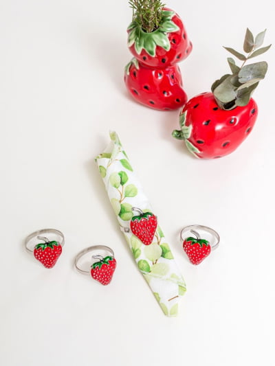Conjunto de 4 Porta-Guardanapos Tutti Frutti Strawberry - 4 peças - Morango