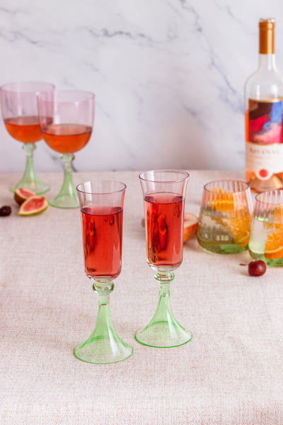 Taça para Champagne Bloomy Rosa e Verde 150mL